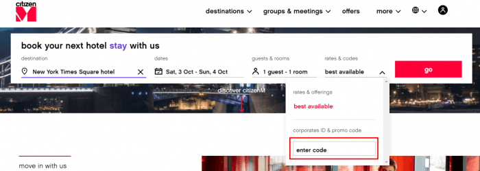 How to use CitizenM promo code