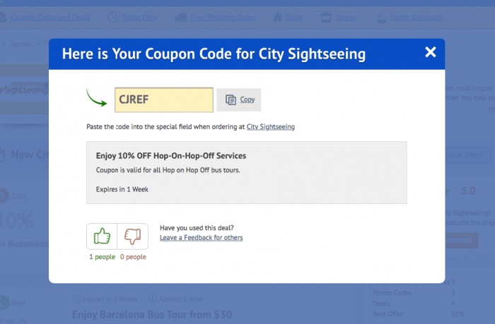 How to use a promo code at City Sightseeing