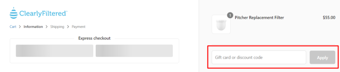 How to use Clearly Filtered promo code