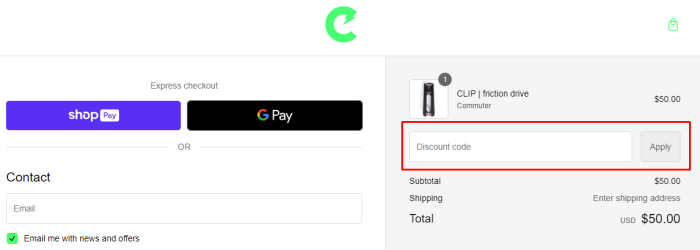 How to use CLIP promo code