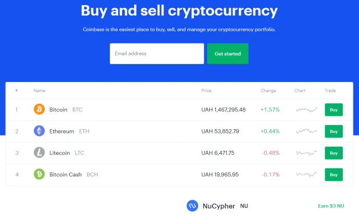 Coinbase range of products 