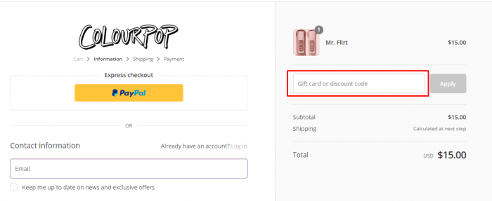 How to use Colourpop promo code