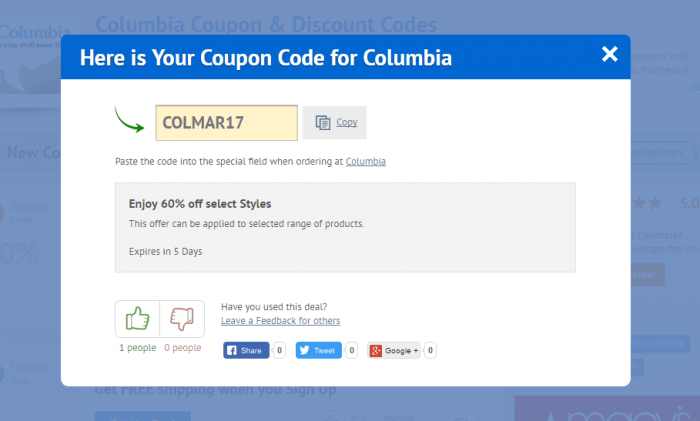 columbia jacket coupon