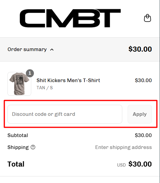 How to use Combat Iron Apparel Co. promo code