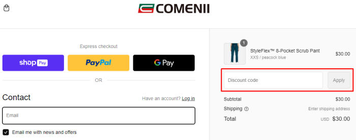 How to use Comenii promo code