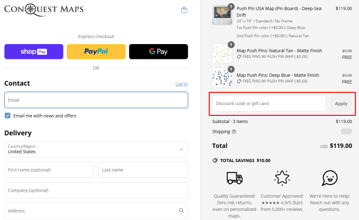 How to use Conquest Maps promo code