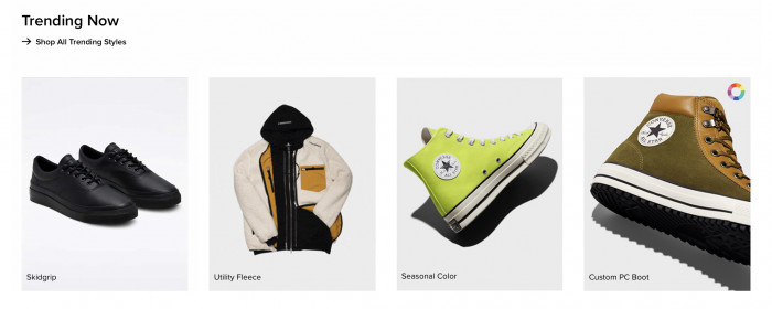 Converse range of products 