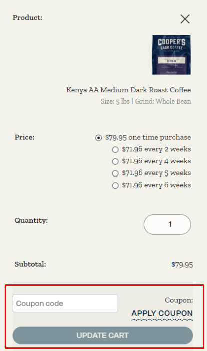 How to use Cooper's Cask Coffee promo code