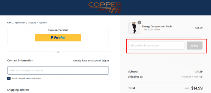 How to use Copper Fit promo code