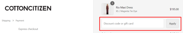 How to use CottonCitizen promo code