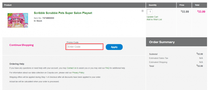 How to use Crayola promo code