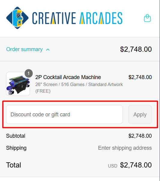 How to use Creative Arcades promo code