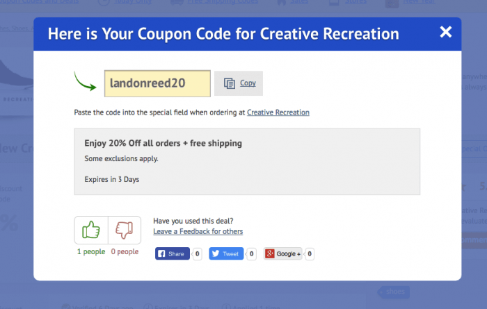 How to use a discount code at Creative Recreation
