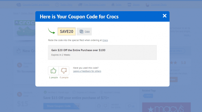 crocs in store coupon