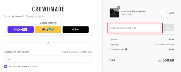 How to use Crowdmade promo code