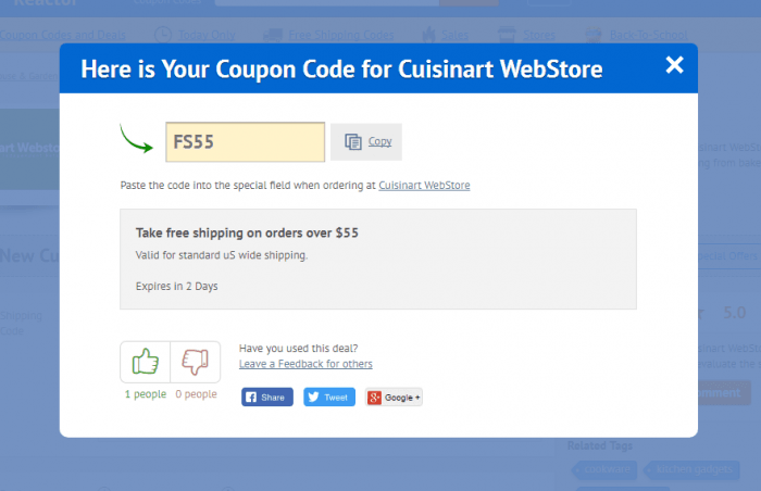 How to use a promotional code at Cuisinart Webstore