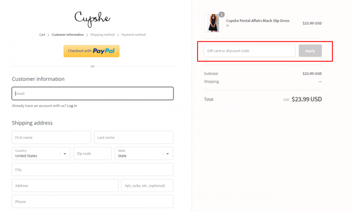 cupshe new customer discount