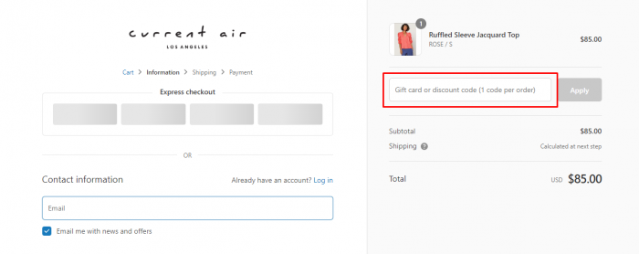 How to use Current Air promo code