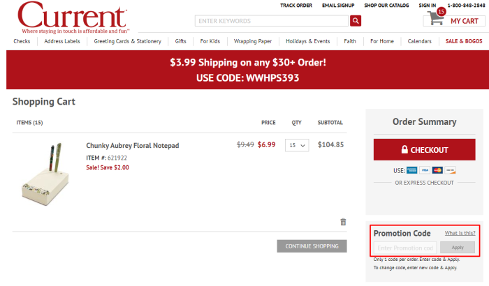 How to use Current Catalog promo code