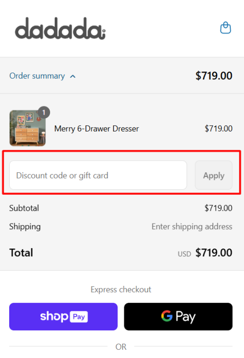How to use dadada baby promo code