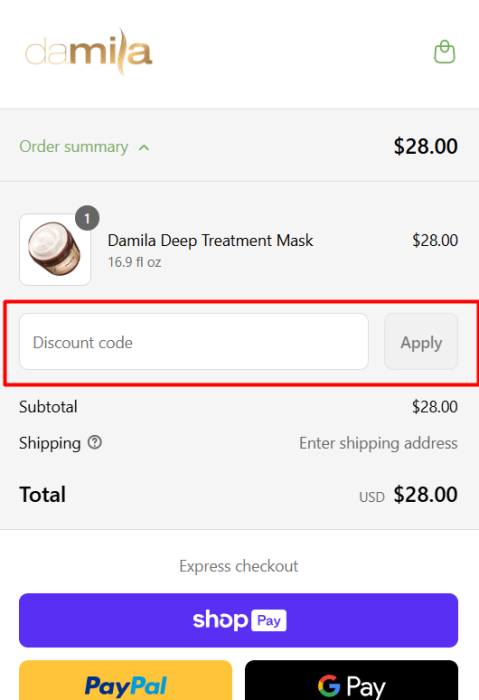 How to use Damila promo code