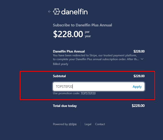 How to use Danelfin promo code