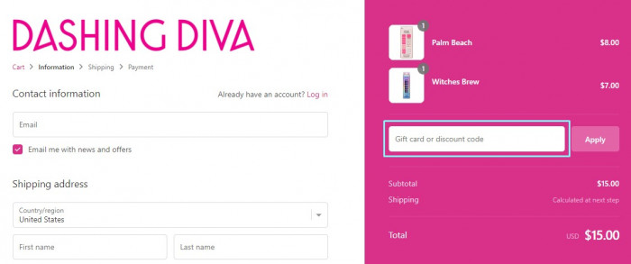 How to use Dashing Diva promo code