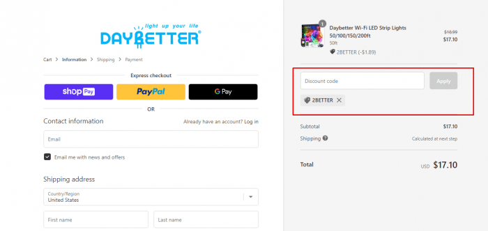 How to use DayBetter promo code