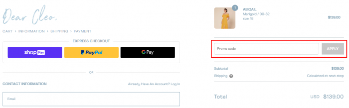 How to use Dear Cleo promo code