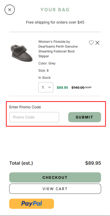 How to use Dearfoams promo code