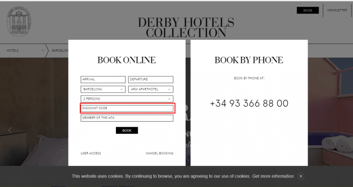 How to use discount code at Derby Hotels