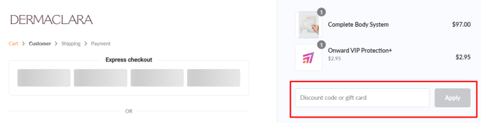 How to use Dermaclara promo code