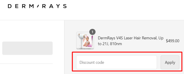 How to use DermRays promo code