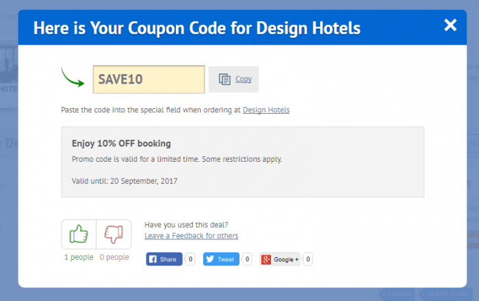 How to use a promotional code at Design Hotels