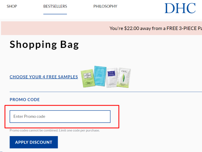 How to use DHC promo code