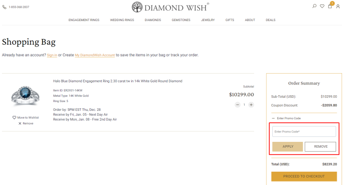 How to use Diamond Wish promo code