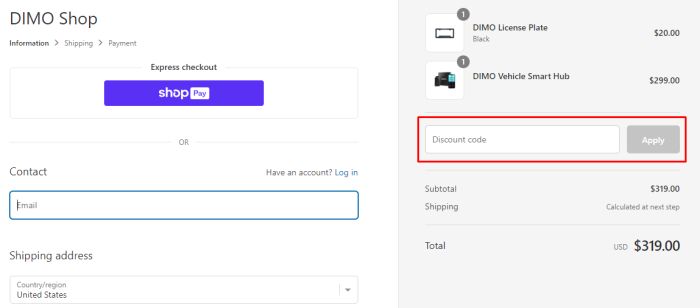 How to use DIMO promo code