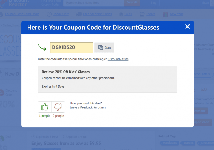 How to use a coupon code at DiscountGlasses