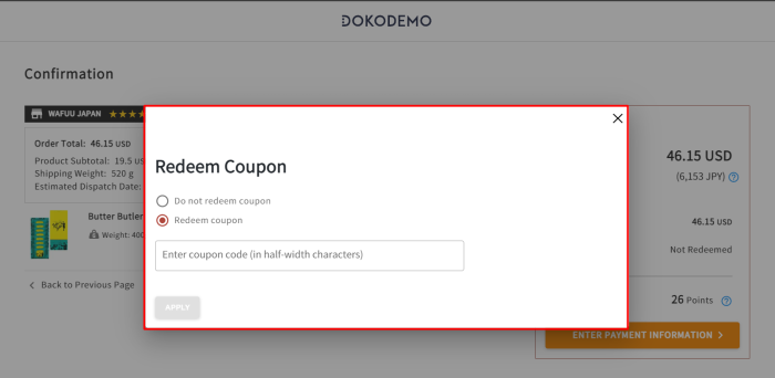 How to use DOKODEMO promo code