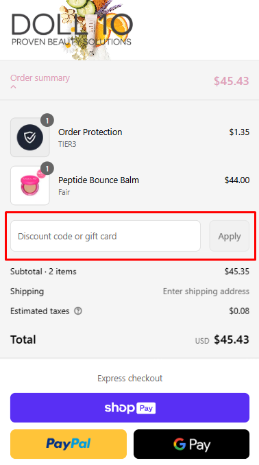 How to use Doll 10 Beauty promo code