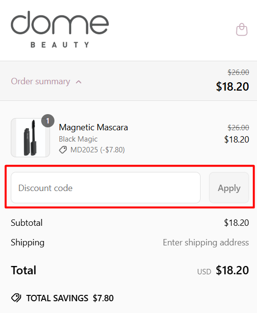 How to use Dome BEAUTY promo code