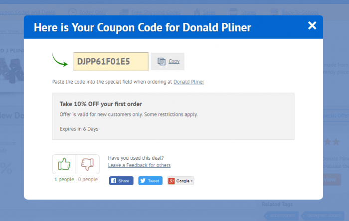How to use promotion code at Donald Pliner