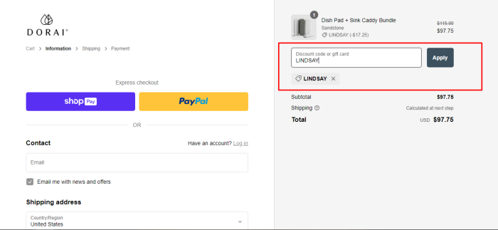 How to use Dorai promo code