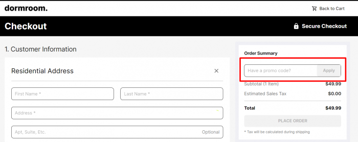 How to use Dormroom promo code