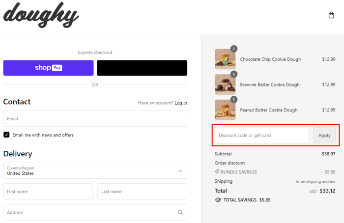 How to use Doughy promo code
