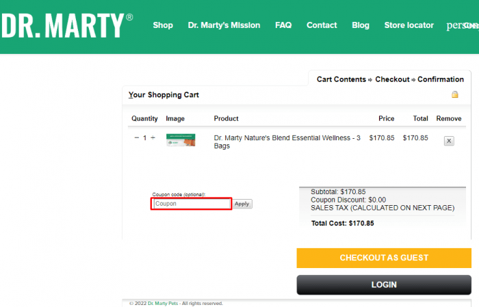 How to use Dr. Marty Pets promo code