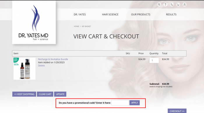 How to use Dr. Yates MD promo code
