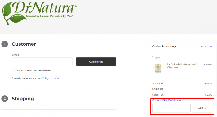 How to use DrNatura promo code