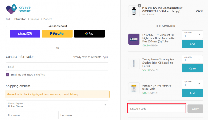 How to use DryEye Rescue promo code