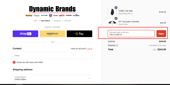 How to use Dynamic Brands promo code